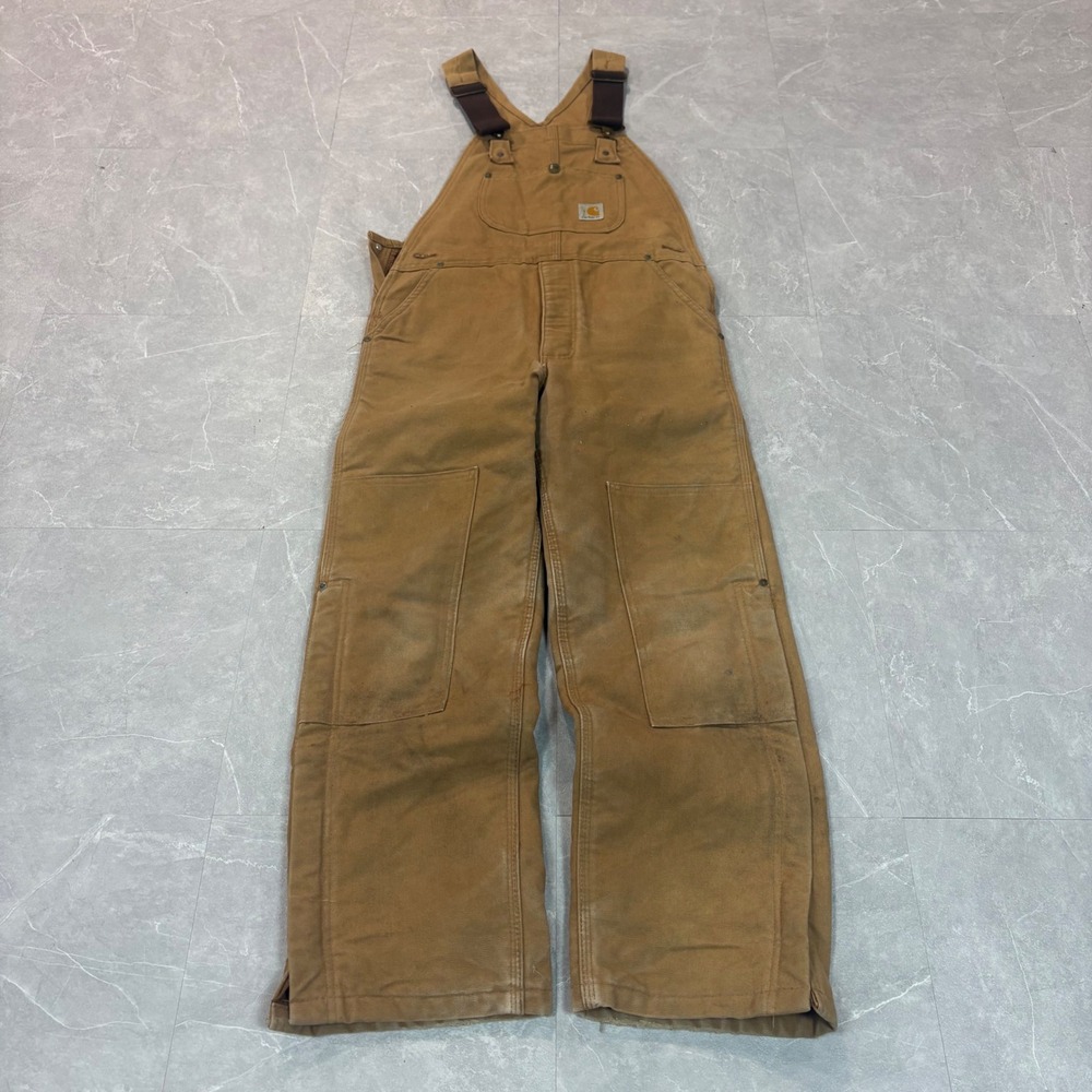Carhartt Mens Duck Canvas Quilt Lined Bib Overalls Brown YYR02 BRN Large Regular